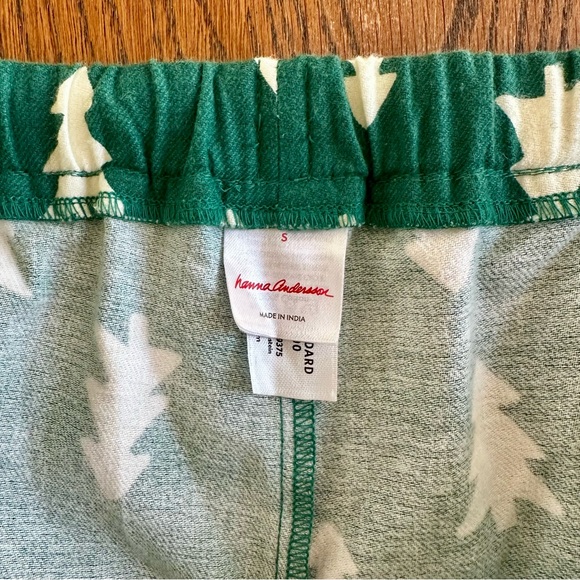 NWOT Hanna Andersson Holiday Festive Flannel Pajama Pants Happy Trees on Green - Picture 5 of 9
